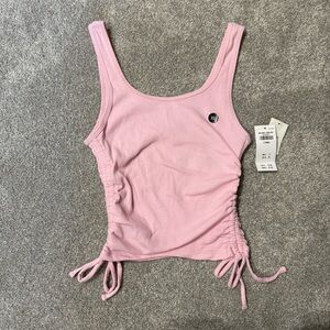 NWT Hollister Pink Ribbed/Ruched Scoop Neck Drawstring Tank Top — size Xsmall